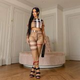 2023 High-quality Striped Casual Crop Top Trousers Two-piece Set