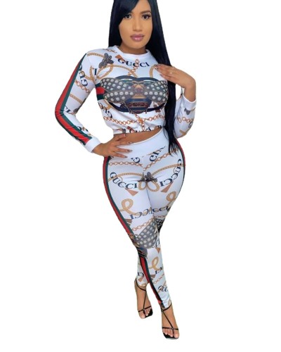 Fashion Printed Letter Two Piece Sweatshirt Sets
