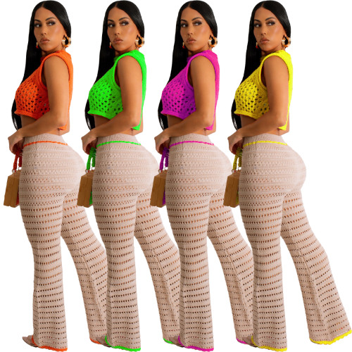Fashion Beachwear Outdoor Knitted Sports Pant Set