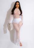 Fashion Sexy Beachwear Hollow Knit Hand Crochet Tassel Dress