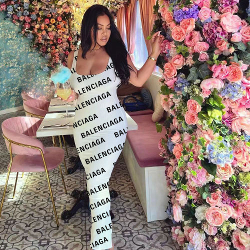 Sexy Printed Sling Backless Long Dresses