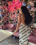 Sexy Printed Sling Backless Long Dresses