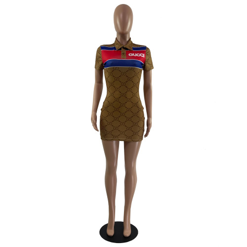 Casual Lapel Printed Bodycon Dresses