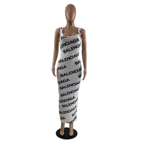 Sexy Printed Sling Backless Long Dresses