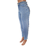 Fashion Jeans Bandage Slimming Denim Women's Trousers