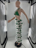 Greece Mesh Three Piece Swimsuit Bikini Set with Cover-Up