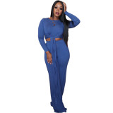 Solid Color Long Sleeve Bandage Two Piece Outfits