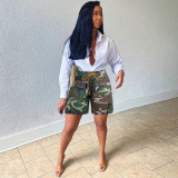 Casual Camouflage Denim Multi-pocket Overalls Trousers