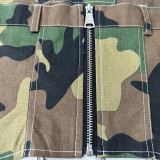 Camouflage Zip Wrap Bandeau Top