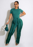 Spring Summer Ladies Suit Tassel Fashion Sportswear Pant Set