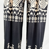 Fashion Pattern Printed Sleeveless Rompers + Wide Leg Pants Set