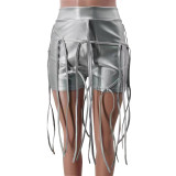 Casual Leather Rope Trim Shorts
