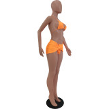 Summer Fashion Swimsuit Halter Bikini Three Piece Set