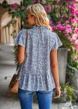 Casual Fashion Floral Pattern Print Ruffle Sleeve Top