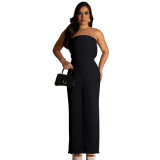 Sexy Pleated Strapless Wide Leg Jumpsuit
