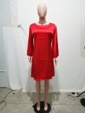 Amazon Hot Seller Long Sleeve Bandage Printed Dress Set