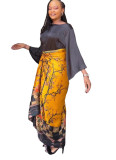 Amazon Hot Seller Long Sleeve Bandage Printed Dress Set