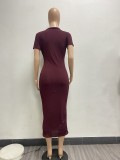 Solid Color Casual Deep V Pit Mid Dresses