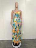 Casual Printed Strapless Bandeau Long Dress