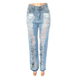 All-match Slim-fit Micro-elastic Ripped Micro-flared Jeans