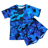Casual Camouflage Pattern Printed Short Sleeve Shorts Set