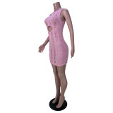 Sexy Hollow Thin Round Neck Sleeveless Cutout Mini Dresses