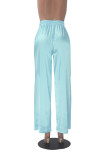 High Elastic Ladies Solid Color High Waist Casual Wide Leg Pants with Loose Pocket