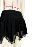 Sexy Double -layer Lace Irregular Mini Skirt