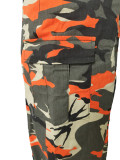 Fashion Camouflage Slit Lace-up Skirt with Pocket