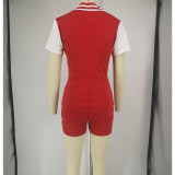 Simple Design Baseball Uniform Casual One Piece Rompers