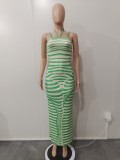 Solid Color Pit Adjustable Shoulder Straps Long Dress