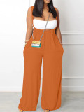 Casual Wrapped Top & Straps Wide Legs Drawstring Pant Sets Two Pieces