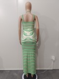 Solid Color Pit Adjustable Shoulder Straps Long Dress