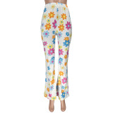 Casual Printed Flared Trousers