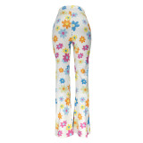 Casual Printed Flared Trousers