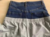 Solid Color Knit Denim Stitching Long Pants