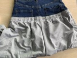 Solid Color Knit Denim Stitching Long Pants