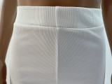 Solid Color Hollow Oblique Shoulder Vest Trousers Two Pieces