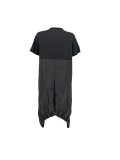 Summer Black Short Sleeve O Neck Patchwork Casual Loose Dress for Women