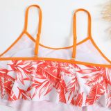 Printed Multi-color Halter Bikini with Drawstring Bottoms