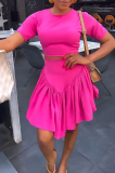 Solid Color Plus Size Crop Top and Skirts