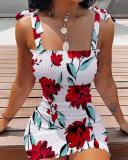 Casual Sling Print Strapless Bodycon Dress