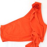 Sexy Slash Shoulder Slim Fit Crop Top and A-line Fringed Skirt Set