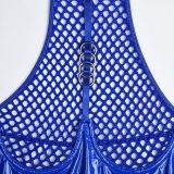 Sexy pu patent leather mesh splicing Halter Neck underwear mesh garter one-piece