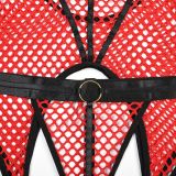 Large Mesh Splicing with Steel Ring Hanging neck and leg ring underwear