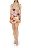 Embroidered 3D Floral Halterneck Bodycon Dress