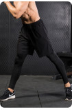 Quick-drying Sweat-wicking Men's Fitness Tight-fitting Sports Long Sleeve Running Tops & Fake Two-Piece Trousers