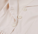 Women Summer Turndown Collar Button Accordion Pleat Short Sleeve Slim Dress