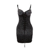 Sexy Fit Beaded Lace-Up Dress