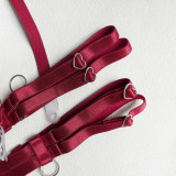 Fashionable Dual-Color Spliced Strap Lingerie 5-Piece Set